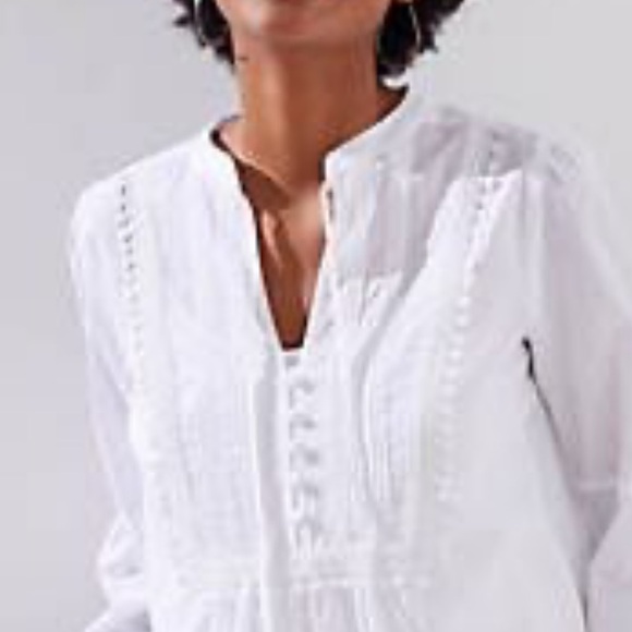 LOFT Tie neck‎ tasseled bib blouse- worn once- excellent condition - Picture 2 of 10